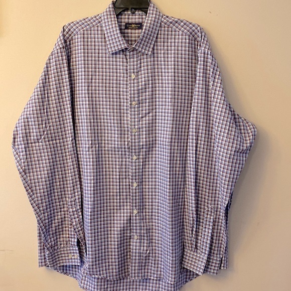 🌞Club Room Regular fit 💯cotton plaid dress men’s dress shirt l/s 17.5(36/37) - Picture 3 of 11